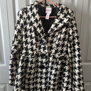 Candie's Black and White Houndstooth Pea Coat